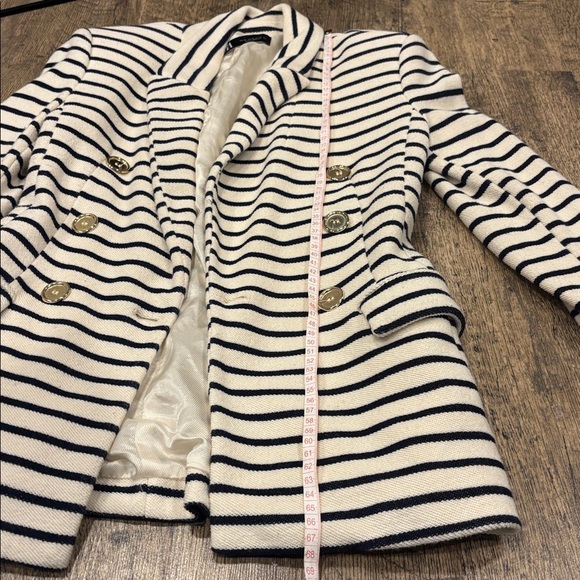 Zara Dark Blue and White Striped Blazer - Picture 8 of 13